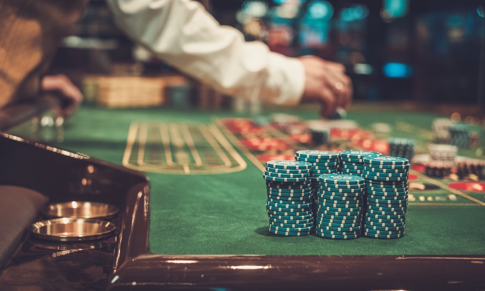 Casino tokens on casino table